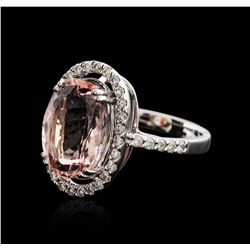 18KT White Gold 7.16ct Morganite and Diamond Ring