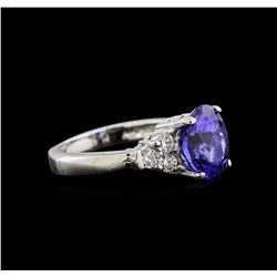 3.66ct Tanzanite and Diamond Ring - 14KT White Gold