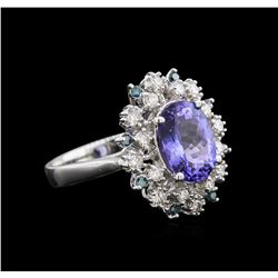 3.40ct Tanzanite and Diamond Ring - 14KT White Gold