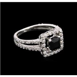 0.50ct Black Onyx and Diamond Ring - 14KT White Gold