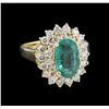 Image 1 : 1.87ct Emerald and Diamond Ring - 14KT Yellow Gold