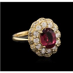 14KT Yellow Gold 1.77ct Tourmaline and Diamond Ring