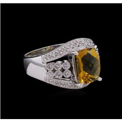 2.85ct Citrine and Diamond Ring - 14KT White Gold