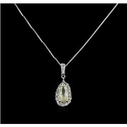 GIA Cert 0.91ctw Diamond Pendant With Chain - 14KT White Gold