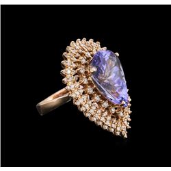 8.88ct Tanzanite and Diamond Ring - 14KT Rose Gold