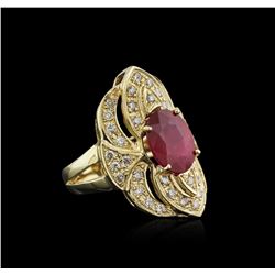 14KT Yellow Gold 4.06ct Ruby and Diamond Ring