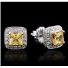 Image 1 : 18KT White Gold 2.00ctw Yellow Sapphire and Diamond Earrings