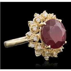 14KT Yellow Gold 6.86ct Ruby and Diamond Ring