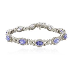 14KT White Gold 7.90ctw Tanzanite and Diamond Bracelet