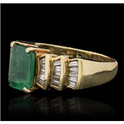 14KT Yellow Gold 3.26ct Emerald and Diamond Ring