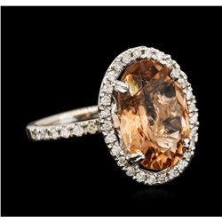 14KT White Gold 5.34ct Orange Tourmaline and Diamond Ring