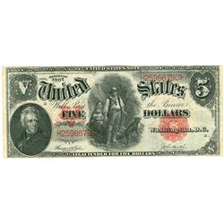 1907 $5 Woodchopper Legal Tender Bank Note