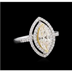 1.37ctw Light Yellow Diamond Ring - 18KT White Gold