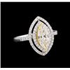 Image 1 : 1.37ctw Light Yellow Diamond Ring - 18KT White Gold