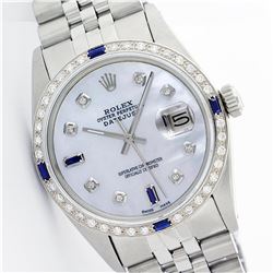 Rolex Stainless Steel Diamond and Sapphire DateJust Men's Watch