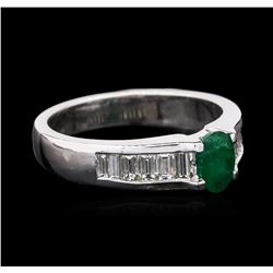 14KT White Gold 0.43ct Emerald and Diamond Ring