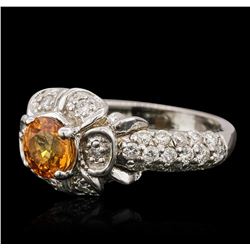 14KT White Gold 1.24ct Yellow Sapphire and Diamond Ring