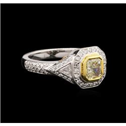 18KT Two-Tone Gold 1.23ctw Fancy Light Yellow Diamond Ring