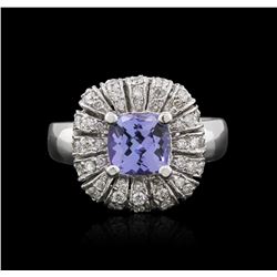 14KT White Gold 1.52ct Tanzanite and Diamond Ring