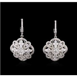 2.73ctw Diamond Dangle Earrings - 14KT White Gold