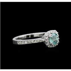 0.75ct Paraiba Tourmaline and Diamond Ring - 14KT White Gold