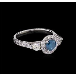 1.33ctw Greenish Blue Diamond Ring - 14KT White Gold