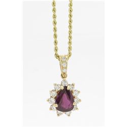 0.95ctw Diamond and Ruby Necklace  - 14KT Yellow Gold