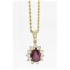 Image 1 : 0.95ctw Diamond and Ruby Necklace  - 14KT Yellow Gold