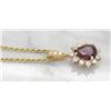 Image 8 : 0.95ctw Diamond and Ruby Necklace  - 14KT Yellow Gold