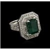 Image 1 : 14KT White Gold 3.28ct Emerald and Diamond Ring