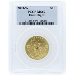 2003-W PCGS MS69 $10 First Flight Centennial Gold Coin