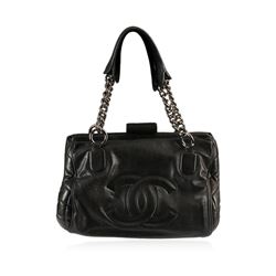 Chanel Black Leather Purse With Chain Handle