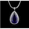 Image 1 : 14KT White Gold GIA Certified 31.37ct Tanzanite and Diamond Pendant With Chain