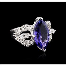 14KT White Gold 5.37ct Tanzanite and Diamond Ring