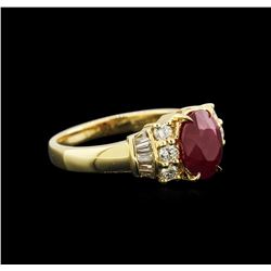 2.71ct Ruby and Diamond Ring - 18KT Yellow Gold