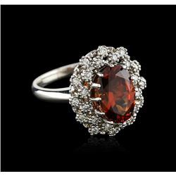 14KT White Gold 4.97ct Garnet and Diamond Ring