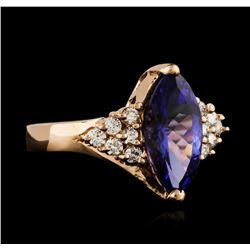 14KT Rose Gold 2.90ct Tanzanite and Diamond Ring