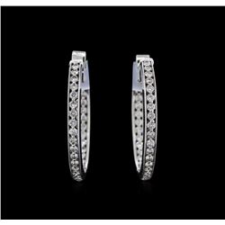 3.77ctw Diamond Hoop Earrings - 14KT White Gold