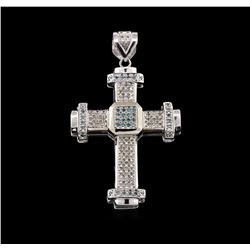 10KT White Gold 1.94ctw Diamond Cross Pendant