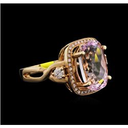 6.13ct Kunzite and Diamond Ring - 14KT Rose Gold