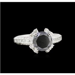 2.74ctw Black Diamond Ring - 18KT White Gold