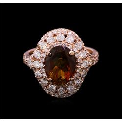 2.75ct Green Tourmaline and Diamond Ring - 14KT Rose Gold