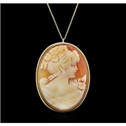 14KT Yellow Gold Cameo Pendant With Chain