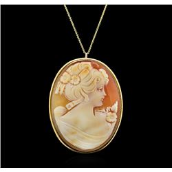 14KT Yellow Gold Cameo Pendant With Chain