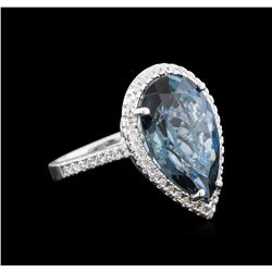 12.06ct Blue Topaz and Diamond Ring - 14KT White Gold