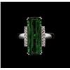 Image 2 : 14KT White Gold 7.97ct Green Tourmaline and Diamond Ring