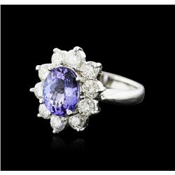 14KT White Gold 2.80ct Tanzanite and Diamond Ring