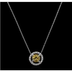 1.00ct Citrine and Diamond Pendant With Chain - 14KT White Gold