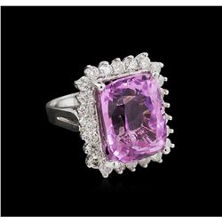 15.37ct Kunzite and Diamond Ring - 14KT White Gold