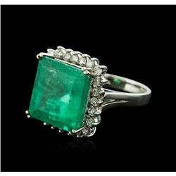 14KT White Gold 12.76ct Emerald and Diamond Ring